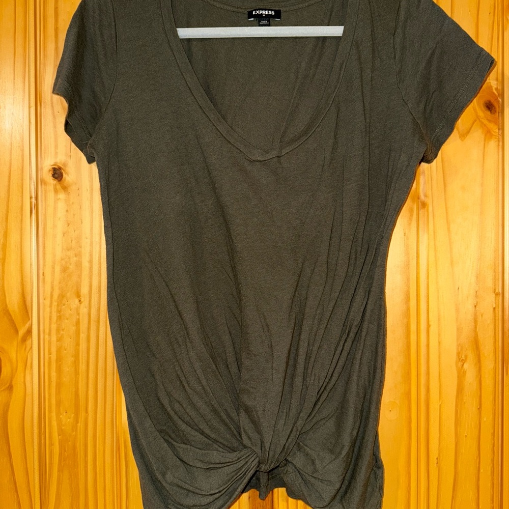 Express Dark Olive Women's Short Sleeve Top